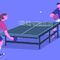 Jugar a tenis de mesa ping-pong.